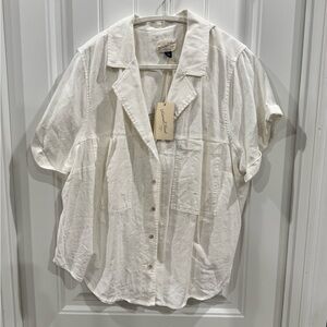 Universal Thread White Short Sleeve Button-Front Blouse – XXL NWT
